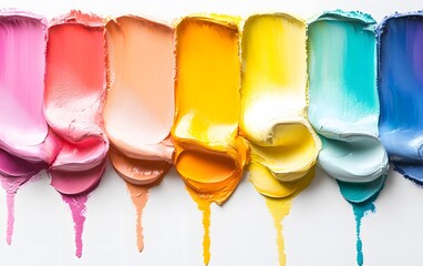 Vibrant Rainbow Oil Paint Swirls Dripping Texture