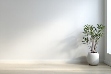 Modern Minimalist Interior Design with Plant and Neutral Background