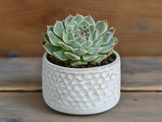 Succulent Plant in Decorative Pot, Green Echeveria, Home Decor