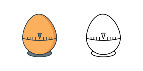 Egg timer icon of a classic kitchen timer shaped like an egg. Perfect for cooking, meal preparation, and kitchen accessory themes.