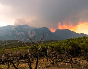 Smoky mountains after a wildfire