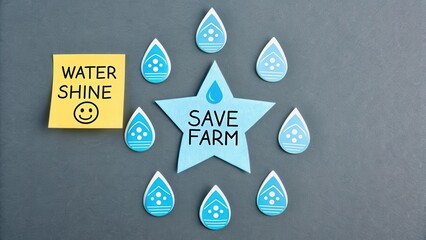 Creative Water Conservation Concept with Star and Sticky Note
