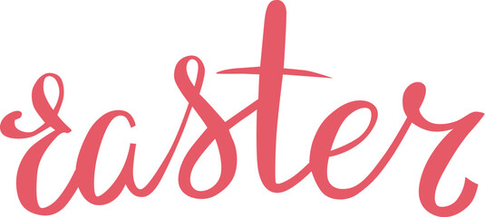 Pink cursive Easter text on a white background