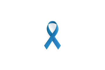 A blue ribbon symbolizing awareness for a specific cause, isolated on a white background