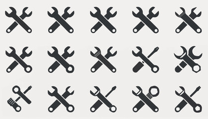 Naklejka premium Collection of various tool icons arranged in a grid pattern.