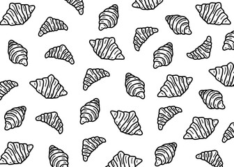 Croissant illustration pattern with white background, food packaging, menu illustration, food business
