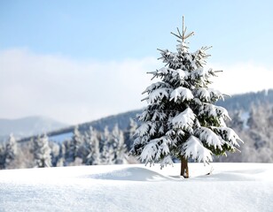 Snowy Christmas tree in a winter landscape (1)