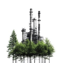 Obraz premium Industrial Facility Surrounded by Lush Green Trees and Nature