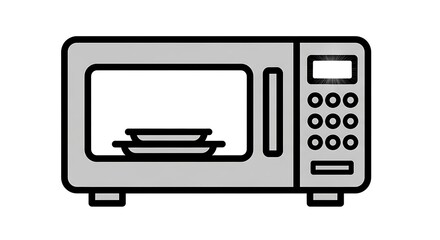Obraz premium Modern Microwave Oven with Dishes Inside.
