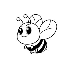 Cute bee flying cartoon coloring book