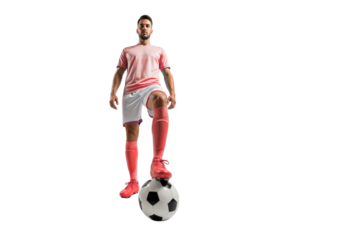 Soccer player with a soccer ball standing