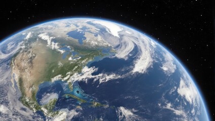 Earth from space, North America highlighted
