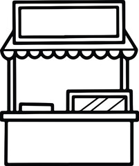 Vector silhouette market stall food kiosk outdoor street illustration