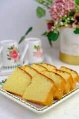 selective focus of butter cake on the table