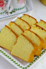 selective focus of butter cake on the table