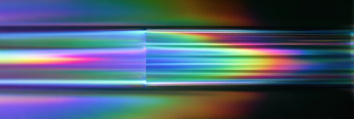Modern high-quality abstract light refraction through glass prism with layered spectral patterns, dynamic dispersion for professional science and tech marketing content