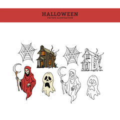 Halloween Vector Hand Drawn Horror Icons 1