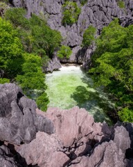Premium High-Quality Aerial View of Barracuda Lake on Coron Island Authentic Nature Escape for Millennial Travel Marketing and Social Media Campaigns