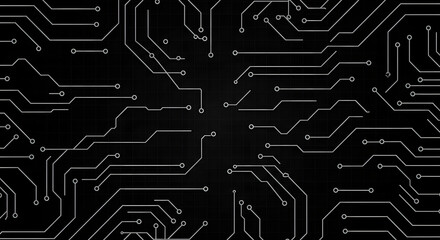 Circuit Board Pattern On Dark Background
