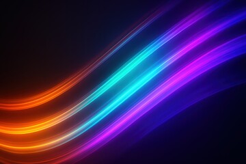 Obraz premium Vibrant neon spectrum waves with glowing lines and motion blur abstract 3D background