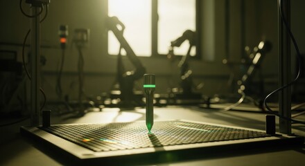 Fototapeta premium Automated Precision: Robotic Arms Facilitating Advanced Manufacturing and Inspection Processes