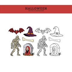 Halloween Vector Hand Drawn Horror Icons 6
