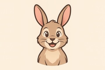 Fototapeta premium Cute bunny mascot character with big ears friendly smile and clean transparent look