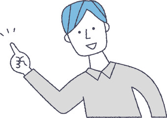 ポイントを説明する若い男性