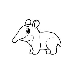 Cute tapir cartoon coloring book