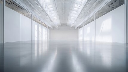 Fototapeta premium A large white room with a long ceiling