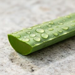 Fresh Aloe Vera Leaf with Water Droplets
