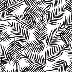 Seamless black and white fern leaf pattern