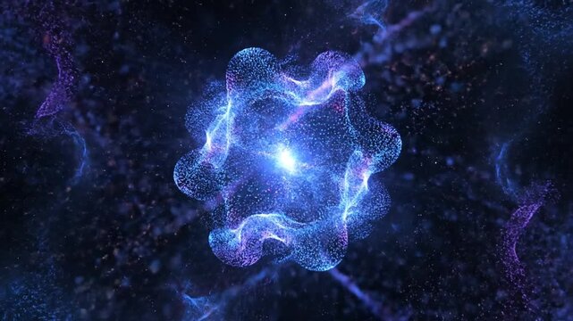 An abstract visualization of a glowing quantum energy field or particle singularity in deep space.