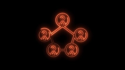 Glowing orange network of five people icons linked together on a dark background - Powered by Adobe