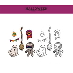 Halloween Hand Drawn Spooky Vectors Illustration 2