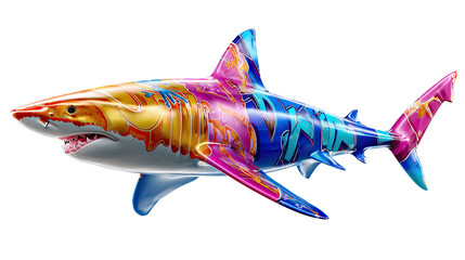 Colorful Abstract Shark: A vibrant, artistic portrayal of a shark with bold, abstract color patterns, showcasing the beauty and mystique of marine life through a creative lens.
