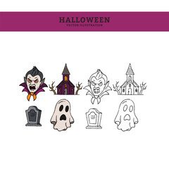 Halloween Hand Drawn Spooky Vectors Illustration 4