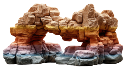 Painted Stone Archway: A striking, multi-colored stone arch, a symbol of nature's rugged beauty, with a gradient of colors, reminiscent of geological marvels.