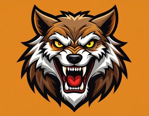 Ferocious Wolf Head Illustration.
