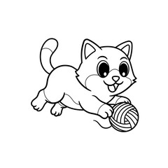 Cute cat playing with a ball of yarn
