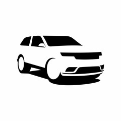 Black silhouette of Sport Utility Vehicle car vector for logo.