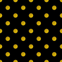 Seamless pattern of textured yellow circles on a black background