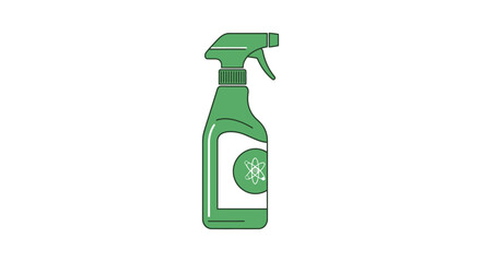 Illustrated green spray bottle emphasizing eco-friendly cleaning supplies isolated on a white