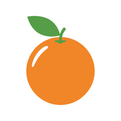 Minimalist illustration of a single orange with a vibrant green leaf attached gracefully