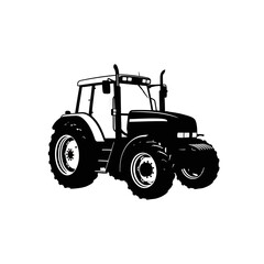 Isolated tractor silhouette showcasing agricultural machine with industrial design elements