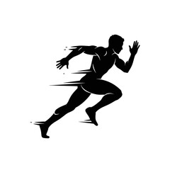 Dynamic silhouette depicting intense motion and power of sprinter during fast dash