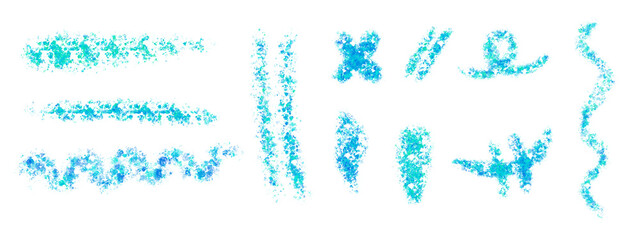 Blue glitter brush stroke texture collection for digital design