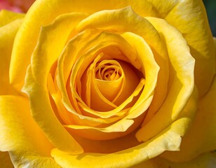 Close-up of a beautiful vibrant yellow rose in full bloom, detailed petals