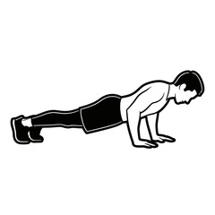 Obraz premium Illustration of a determined man performing push-ups for fitness and wellness routine
