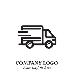 Black and White Transport Logo Illustration in Minimalist Modern Vector Design for Mobility and Travel